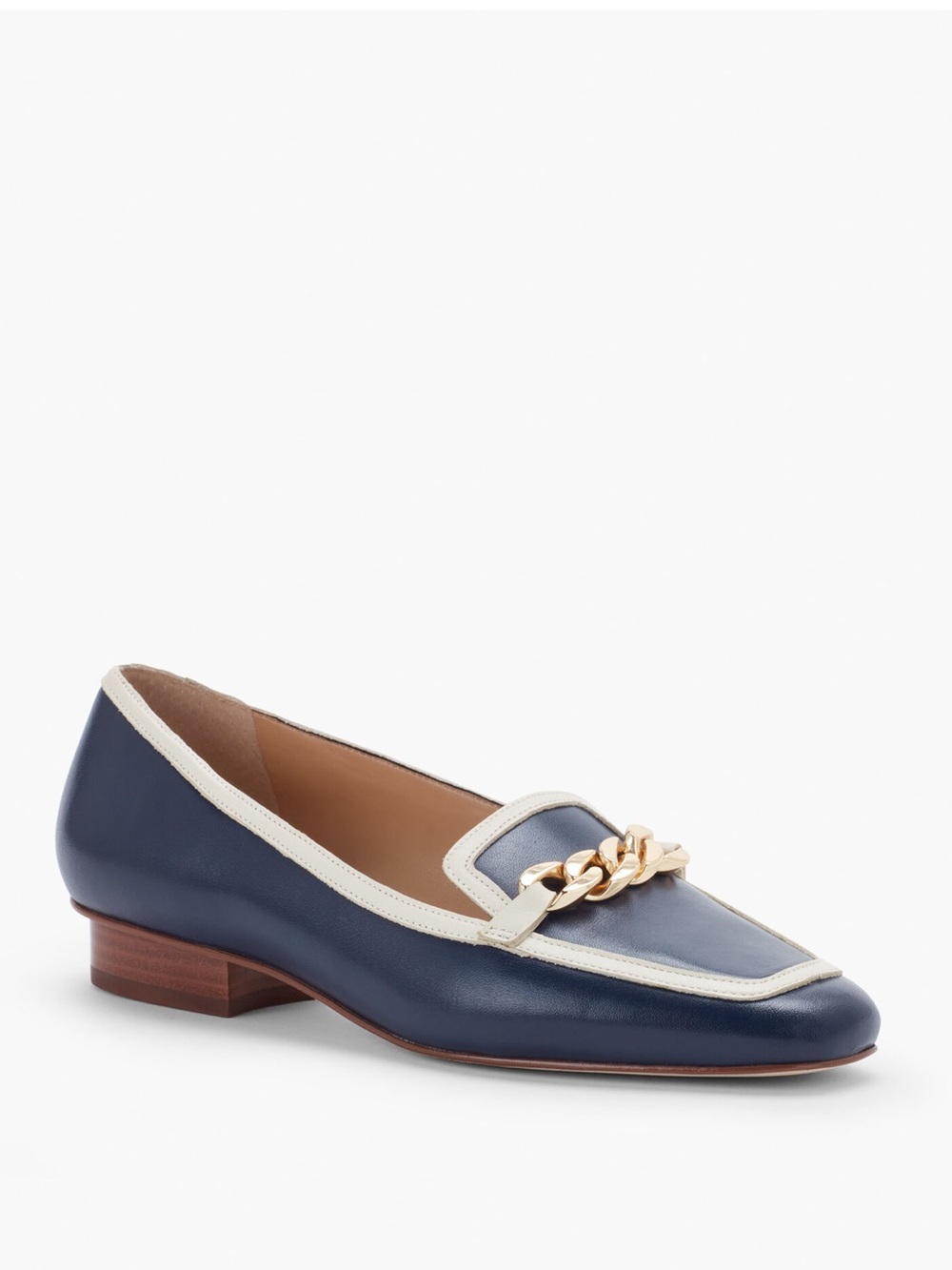TALBOTS ESTELLE CHAIN LEATHER LOAFERS SIZE 9